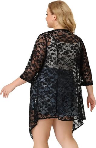 Agnes Orinda Plus Size Cardigans for Women Open Front 3/4 Sleeves Crochet Cover Ups Jackets 2024 in Saudi Arabia