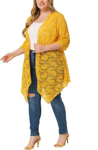 Agnes Orinda Plus Size Cardigans for Women Open Front 3/4 Sleeves Crochet Cover Ups Jackets 2024 in Saudi Arabia