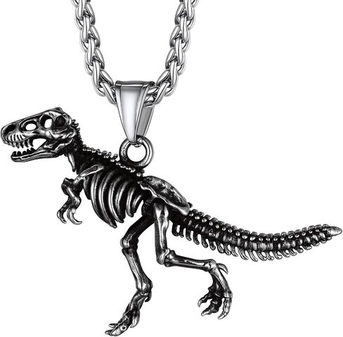 Richsteel التمساح ديناصور الغراب T-Rex الهيكل العظمي قلادة للرجال الشرير الحيوان الأحفوري مجوهرات in Kuwait
