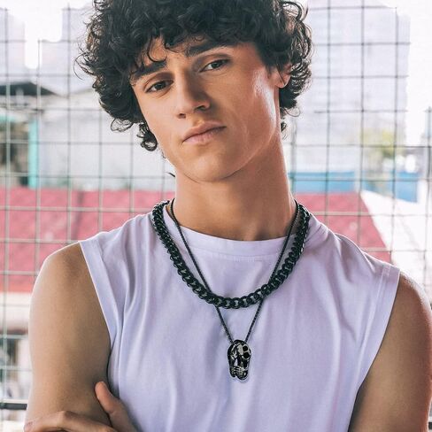 Richsteel Crocodile Dinosaur Raven T-Rex Skeleton Necklace for Men Punk Animal Fossil Jewelry in Kuwait