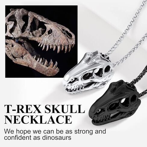Richsteel Crocodile Dinosaur Raven T-Rex Skeleton Necklace for Men Punk Animal Fossil Jewelry in Kuwait
