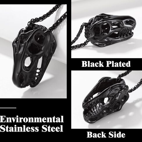 Richsteel Crocodile Dinosaur Raven T-Rex Skeleton Necklace for Men Punk Animal Fossil Jewelry in Kuwait