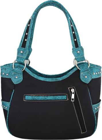 Western Style Rhinestone Cross Studded Laser Cut Wings Tooled Leather Purse Women Handbags Country Shoulder Bag Wallet Set in Kuwait