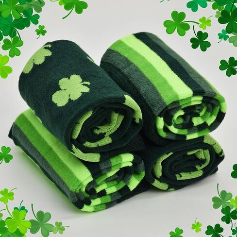 SkiBeaut St. Patrick's Day Knee High Socks 2 Pairs Festival Shamrock Stoking Cosplay Irish Costume Green Men Women Socks in Saudi Arabia