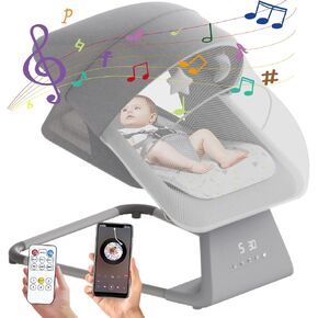 Baby Swing for Infants | Electric Baby Bouncer and Rocker with Large Screen, Remote Infant Swing for Baby Boy Girl with Bluetooth, Baby Swings for Infants to Toddler with 11 Lullabies, 5 Speeds