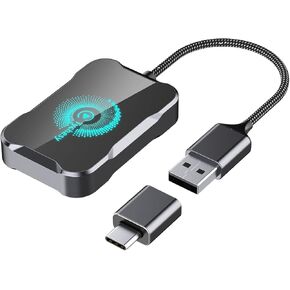 2024 Latest Apple CarPlay and Android Auto Wireless Adapter, 2 in 1 Wireless CarPlay Adapter for iPhone, Bluetooth 5.2 WiFi 2.4-5.8GHz with RGB Light USB/USB-C