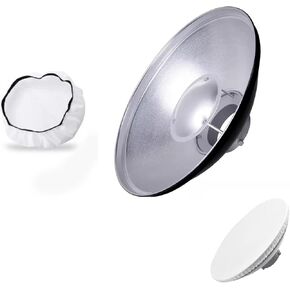 Godox 16.5inch/42cm Silver Beauty Dish Bowens Mount Reflector with White Diffuser, Light Modifier for Bowens Mount Studio Strobe Flash Light Monolight for Godox SK400II, AD600Pro, AD600BM, MS300