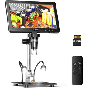 Elikliv EDM9 Max 10.1" HD IPS HDMI Digital Microscope 1500X, 20MP Coin Microscope Magnifier for Error Coins with Screen & Light, LCD Soldering Microscope for Electronics Repair, PC/TV View, 64GB