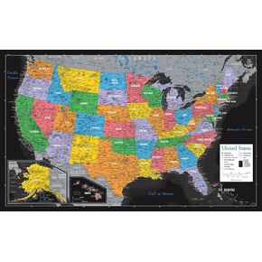Laminated United States Map Poster - US Map Wall Chart - Made in the USA [Yellow]