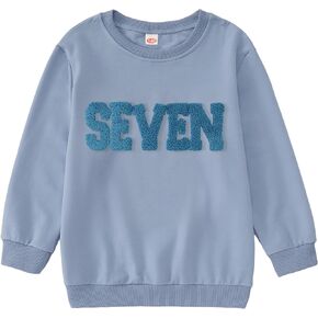 Birthday Sweatshirts for Toddler Baby Boys Girls One-Seven Embroidery Letter Party Outfits Shirts Fall Tops