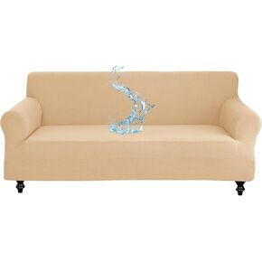 Waterproof Jacquard Sofa Cover, Adjustable Stretch Couch Slipcover, Washable Furniture Protector, Anti-Cat Scratch (Pink, M-loveseat(51''-70'')), JHXM-101