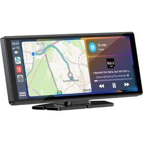 شاشة LAMTTO 9.26 بوصة CarPlay لاسلكية للسيارة متوافقة مع Apple CarPlay وAndroid Auto، ستيريو سيارة محمول مع نظام ملاحة GPS، بلوتوث، وصلة مرآة، تشغيل المحرك، شاشة تعمل باللمس لجميع المركبات