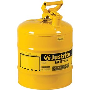 Justrite 7150100 Type I Galvanized Steel Flammables Safety Can, 5 Gallon Capacity, Red