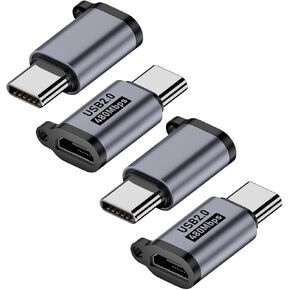AreMe Micro USB 2.0 to USB C Adapter (4 Pack), Micro USB Female to USB Type C Male Converter Connector Support Charge Data Sync for Galaxy Type-C Phones, Tablets and More (Grey)