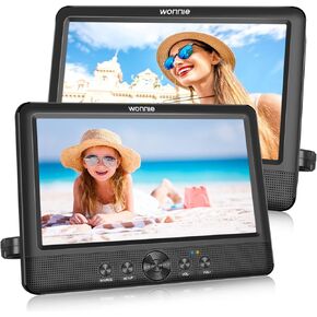 WONNIE 10.5" Dual DVD Player for Car, Two DVD Players Play a Same or Two Different Movies