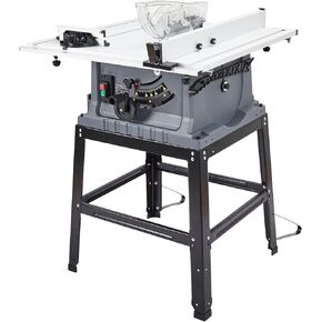 GAOMON Table Saw, 10 Inch 15A Multifunctional Saw with Stand & Push Stick, 90° Cross Cut & 0-45° Bevel Cut, 5000RPM, Adjustable Blade Height for Woodworking