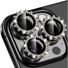 Xfilm for iPhone 16 Pro/16 Pro Max Camera Lens Protector Bling Individual Gear Design Diamond Ring 9H Hardness Scratchproof Protector, Stylish Phone Accessories, Case Friendly (Silver)