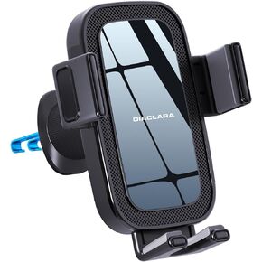 Diaclara Car Phone Holder Mount [2024 Upgraded Double Metal Hook] Air Vent Cell Phone Holders for Your Car, Universal Automobile Hands Free Cradles Fit for All Smartphones, Black