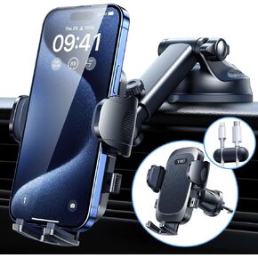 2024 Car Phone Holder Mount【Newest 80+LBS Rotatable Suction & Hook Vent 】Cell Phone Holder Dashboard Windshield Vent Cell Automobile Cradles Truck Stand for iPhone 15 Pro Max 14 13 Samsung S24, Blue