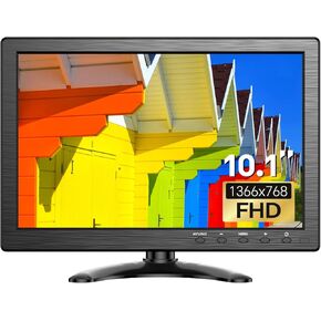 Eyoyo 10 inch Security Monitor 1366x768 Resolution TFT LCD, Small HDMI Monitor Supporting HDMI VGA AV BNC USB Input, Built-in Speakers and Remote Control for PC CCTV Camera X-Box