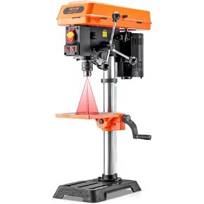 VEVOR 10 in Benchtop Drill Press, 6.2A Induction Motor, Tabletop Drilling Machine with 610/940 / 1500/2150 / 2800 RPM Adjustable Speed, 0-45° Tilting Worktable, LED Work Light, for Wood Metal in Saudi Arabia