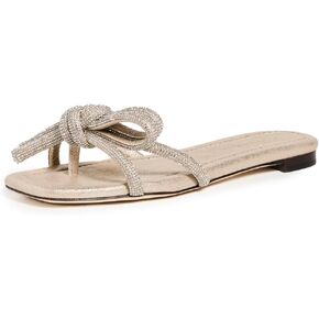 Loeffler Randall Women's Hadley Leather Bow Flat Sandals