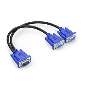 VGA Splitter Cable Dual VGA Monitor Y Cable 1 Male to 2 Female Adapter Converter Video Cable for Screen Duplication - 1 Feet (No Screen Extension) - Only Work for Identical Monitor