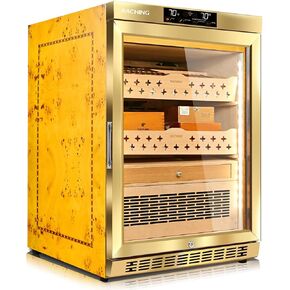 Cigar Climate Control Cabinet, Raching MON2800 Cigar Humidor Cabinet with Ammonia Removal, 320L Wood Frame Cabinet for Cigar Storing&Aging - Black