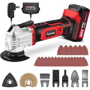 AVID POWER Cordless Oscillating Tool 20V Battery Powered Oscillating Multitool with 2.8° Oscillation Angle, Variable Speed Oscillating Saw w/ 31Pcs Accessories for Scraping/Cutting & Sanding - Red