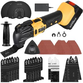 21V Cordless Oscillating Tool Kit, 6 Variable Speed Brushless Oscillating Tool with 35pcs Accessories, Max 20500 OPM 4.0Ah Battery 4° Oscillating Angle Multi Tool for Cutting Wood Drywall Nail Sanding