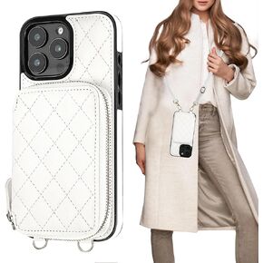 Bocasal Crossbody Wallet Case for iPhone 16 Pro Max, RFID Blocking PU Leather Zipper Handbag Purse Flip Cover, Kickstand Folio Case with Card Slots Holder Wrist Strap Lanyard 5G 6.9 Inch (Black)