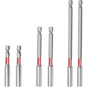 6PCS Magnetic Impact Bit Holder,1/4" Hex Shank S2 Steel Magnetic Drill Bit Extension Holder,Straight Without Bending Screwdriver Bit Extender, 2.6", 4", 6" Extensions