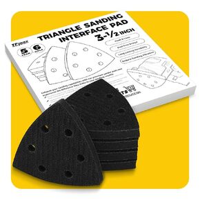 5 Pack 3-1/2 Inch Triangle Sanding Interface Pads, Hook and Loop - Triangular Soft Density Sponge Cushion Buffer Backing Pads with 6-Hole Foam Interface Pads for Balanced Sanding Pressure