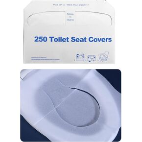 Toilet Seat Covers Disposable, 250 Pcs Flushable Disposable Toilet Seat Covers, Half-Fold Paper Toilet Liners for Travel, Airplane, Public Restrooms, Road Trips, Camping, Potty Training