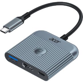 acer USB C to HDMI Adapter, 4K@60Hz HDMI Adapter with 100W PD, USB A 3.0 Port, USB-C Digital av Multiport Adapter for MacBook Pro/air, iPad Pro/air, iPhone 15, Tablets, Switch and More USB-C Devices