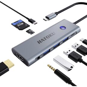 USB C Hub Hdmi Adapter: 9 in 1 USB Docking Station for MacBook iPad Pro Air - Laptop Dock with One-Click Screen On Off Button - 4K@60Hz HDMI - 100W PD - SD TF Card Reader - Audio - 3.0 C Data Port