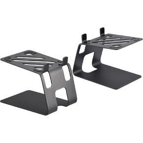 MECCANIXITY Desktop Speaker Stands, Metal Speaker Stands Support with Vibration Absorption Pads Studio Monitor Speaker Bookshelf Stand Black Pack of 2