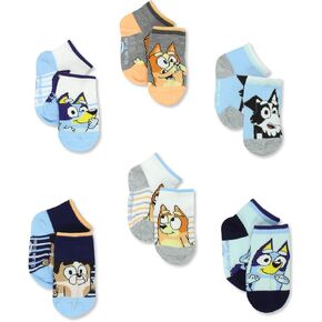 Bluey Boys Toddler 6 Pack Gripper Quarter Socks