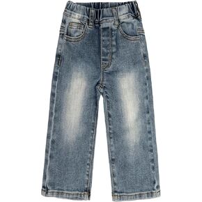 KIDSCOOL SPACE Toddler & Big Girls Jeans, 18M-13T Simple Desgin Ribbed Waist Stretch Denim Pants