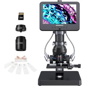 Andonstar AD266S 20X-5000X HDMI Digital Microscope, 5 Lens 2160P UHD Video Record, 7'' LCD Microscope for Adults Kids, Home Lab Biological Microscope Kit with Slides, Coin Microscope Full View