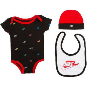 Nike 3-Piece Set Gift Box (Bib), Black/Red/White, NN0869-023, 6-12 M