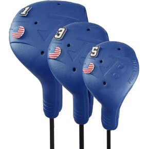 Golf Head Covers, 3 Pack EVA Plastic Golf Club Covers for Driver Fairway Woods, Driver Headcover with Pins, Fit All Right-Handed Golf Clubs, Easy On Off, Washable, Funny
