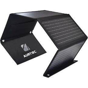 AUMTISC Solar Charger Panel 30W, Foldable Portable Solar Phone Charger, QC3.0 USB-A, PD3.0 USB-C, 18W, IP67 Waterproof, Camping Backpacking Hiking for Cell Phone, iPad, Power Banks