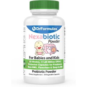 DrFormulas Nexabiotic Probiotic Powder for Babies, Infants & Kids Probiotics with Saccharomyces Boulardii, L. Acidophilus, B. Infantis Better Than Gripe Water or Baby Drops, 30 Servings