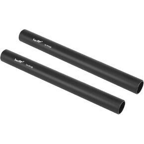 Haoge VA-PR15B 15cm (5.9 Inch) Long Aluminum Alloy Rod 15mm Rods with M12 Thread for Camera Rail Support System Rig Shoulder Pads Monitor Mount Rod Clamp Base Mattebox Follow Focus Black, Pack of 2