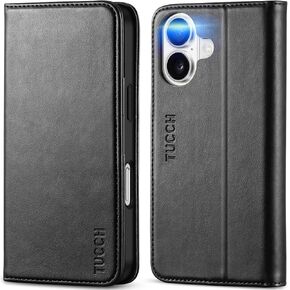 TUCCH Case for iPhone 16 Pro Wallet Case, Kickstand PU Leather Flip Folio Cover with [RFID Blocking] 3 Card Slot, Shockproof TPU Interior Case Compatible with iPhone 16 Pro 5G 2024, Light Blue
