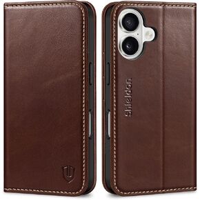 SHIELDON Case for iPhone 16 5G 2024, Genuine Leather Wallet Flip Case RFID Blocking Card Slot Kickstand Magnetic Shockproof TPU Phone Holder Case Compatible with iPhone 16 6.1" - Nappa Evergreen in Saudi Arabia