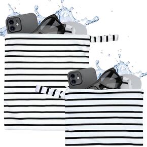2pcs Premium Wet Bags – Waterproof & Watertight, Machine Washable, Cloth Diaper Wet Bags for Wet Clothes, Sweaty Clothes, Wet Swimsuits Dry Bags - Nautical Striped