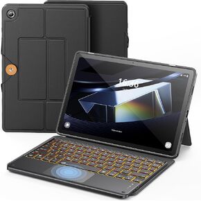 INFILAND Keyboard Case for Samsung Galaxy Tab A9+/A9 Plus with 7-Color Backlight & High Precision Trackpad, Slim and Portable Detachable Folder Style Keyboard Case for Tab A9+ 11 inch, Black