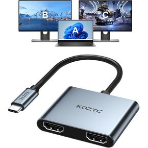 محول USB C إلى HDMI مزدوج 4K@30 هرتز، محول USB C Hub متعدد المنافذ مع 2xHDMI، USB 3.0، 100W PD، يدعم شاشة USB C إلى HDMI ممتدة (MST تدعم Windows فقط)، أرجواني داكن in Kuwait